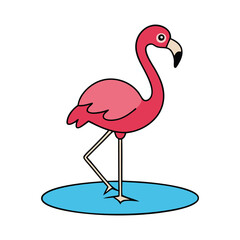 A flamingo resting on one leg in a lake.