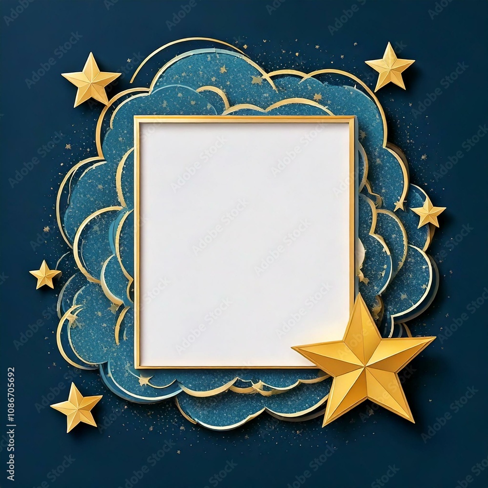 Wall mural imaginative drawing of universe and stars space in the frame to insert the text