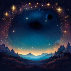 Fototapeta premium Imaginative drawing of universe and stars space in the frame to insert the text