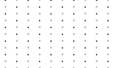 Black and white pattern with circles and triangles