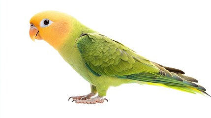 Peach-faced Lovebird Standing on a White Background