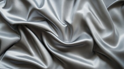 Obraz premium Luxurious silver satin fabric elegantly draped and textured.