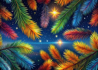 Nightfall fir needles, autumn's crisp hues, seamless pattern.