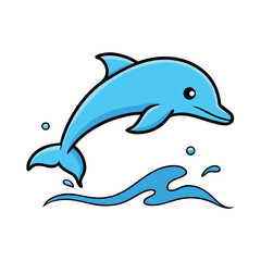 A dolphin leaping out of the ocean with water spl.