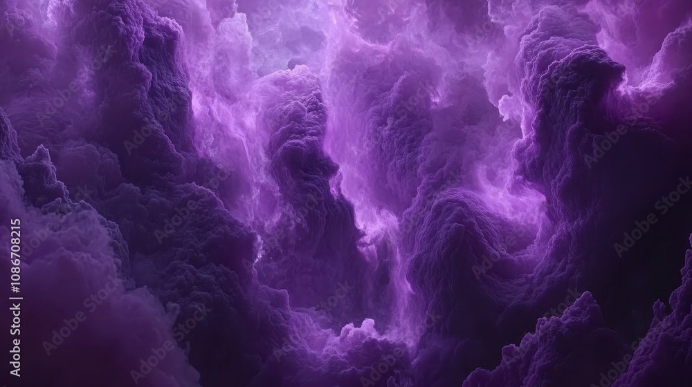 Poster a mesmerizing display of swirling purple clouds, creating a dreamlike atmosphere filled with depth a