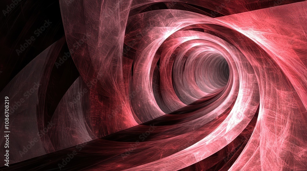 Poster a swirling, abstract vortex of red and dark tones, creating a sense of depth and movement.