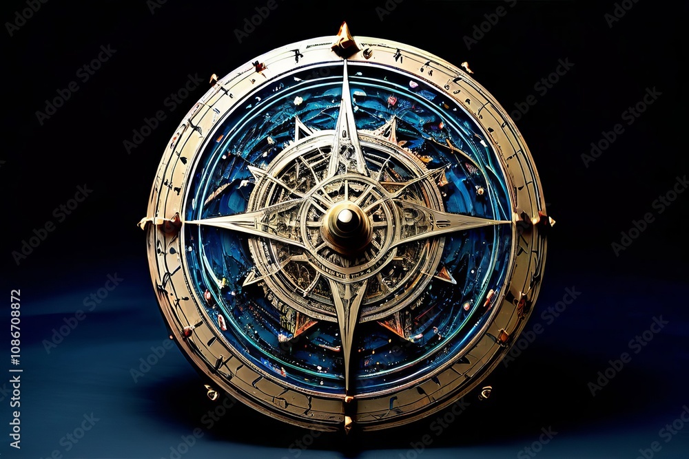 Poster astrolabe parts mapping stars as they cascade