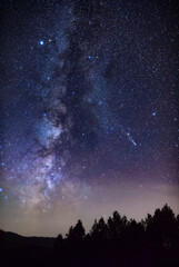 Comet C2023A3 Tsuchinshan ATLAS with Milky Way stars photographed from northern hemisphere in...