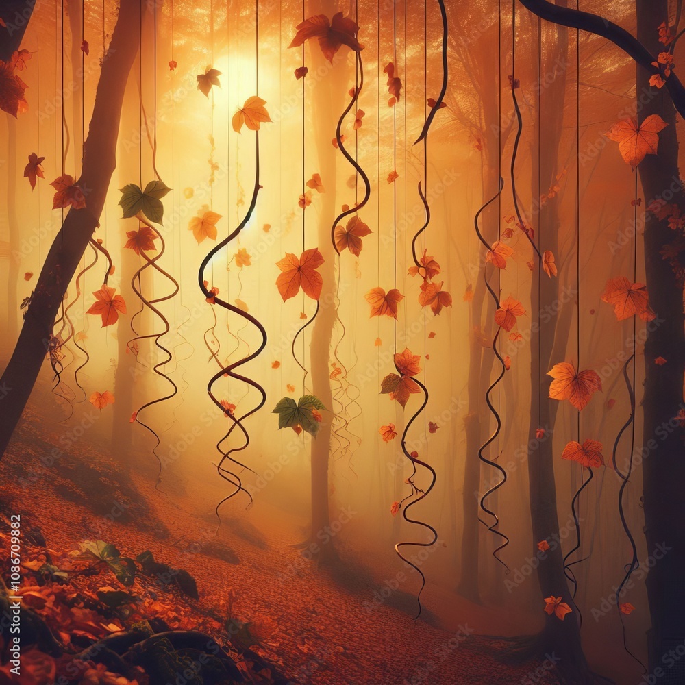 Poster autumn vines vines fall from above twisting and coiling as they