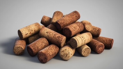 A vibrant arrangement of assorted wine corks showcasing various textures and earthy tones.