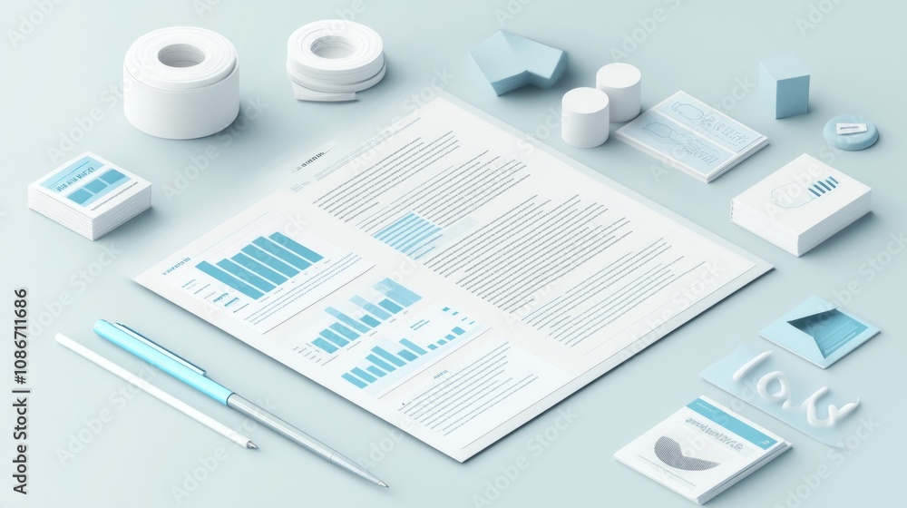 Poster A collection of documents and charts showcasing data analysis and presentation.