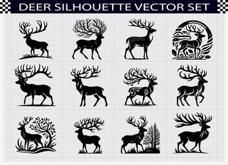 Fototapeta premium Deer Silhouette Vector Illustration