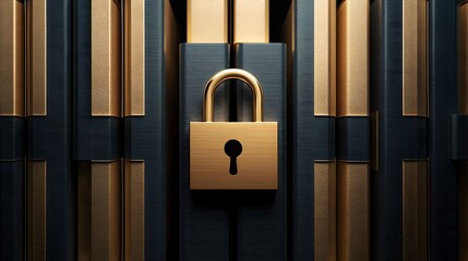 Massive collection of file folders sealed with a bold, brass padlock, background shaded for a sense of confidentiality and security