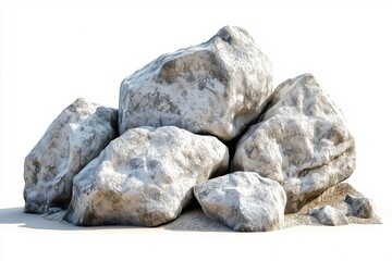 Obraz premium Rock Isolated, Stone Podium, Cliff mountain on white background well material montage your products display, Clipping paths