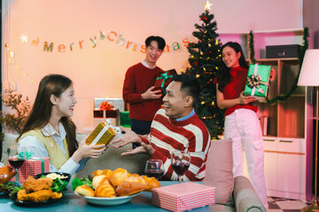 drinks and conversation, celebrating together at Merry Christmas.