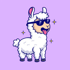 Cute Cool Llama Alpaca Wearing Glasses Cartoon Vector Icon  Illustration. Animal Nature Icon Concept Isolated Premium  Vector. Flat Cartoon Style  © catalyststuff