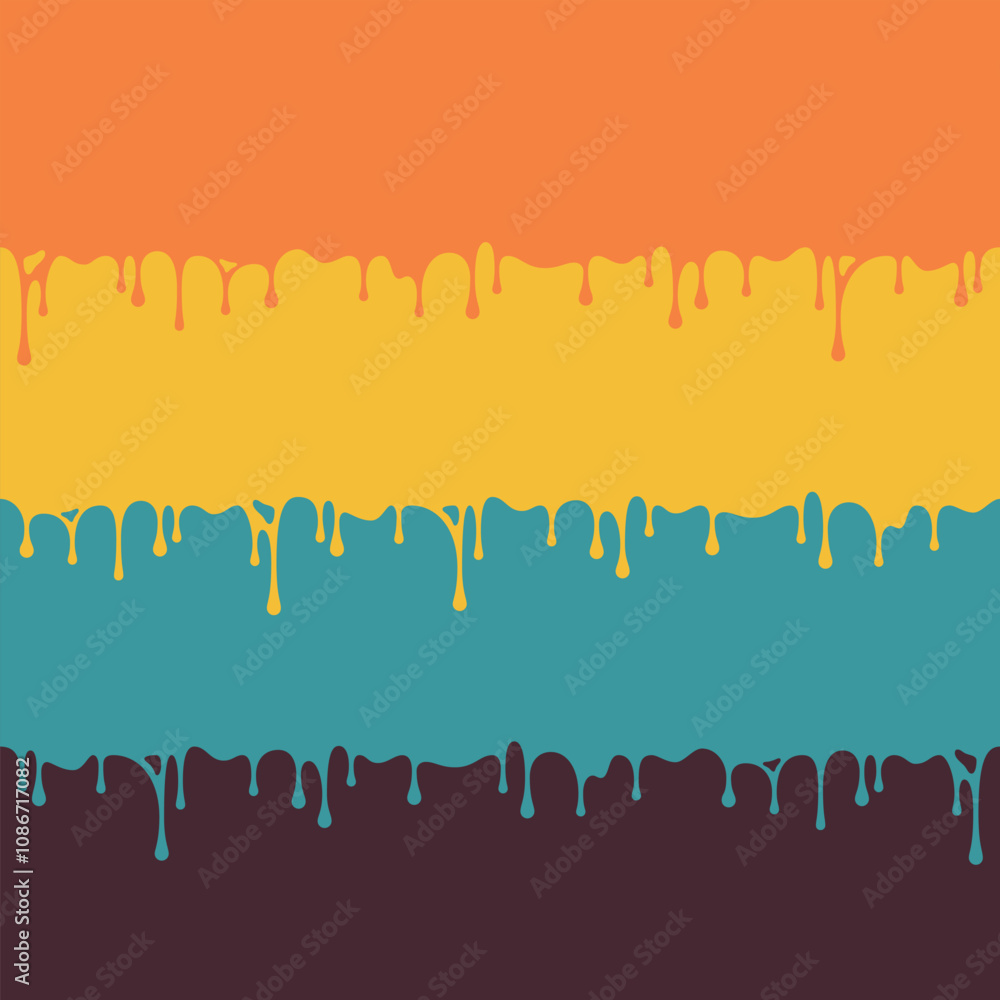 Poster vector abstract background made of color stripes with viscous liquid dripping effect.