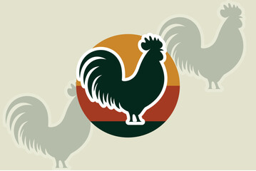 Vintage Rooster Logo | Retro Farm Animal Design | Vector Illustration for Merchandise and Branding