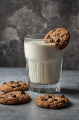 glass of milk with cookies