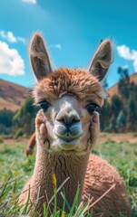 Obraz premium Alpaca in a Field