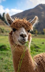 Obraz premium Alpaca Portrait in the Andes
