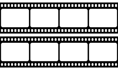 Film strip isolated vector icon. Retro picture with film strip icon. Film strip roll. Video tape photo film strip frame vector on transparent	