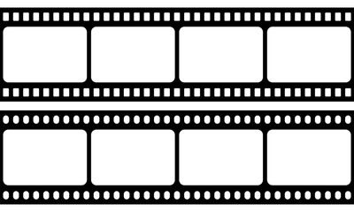 Film strip isolated vector icon. Retro picture with film strip icon. Film strip roll. Video tape photo film strip frame vector on transparent
