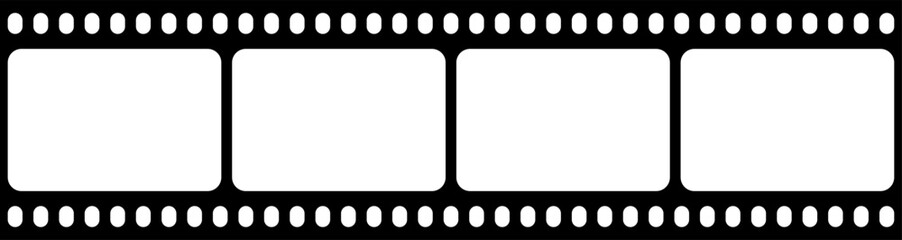 Film strip isolated vector icon. Retro picture with film strip icon. Film strip roll. Video tape photo film strip frame vector on transparent	