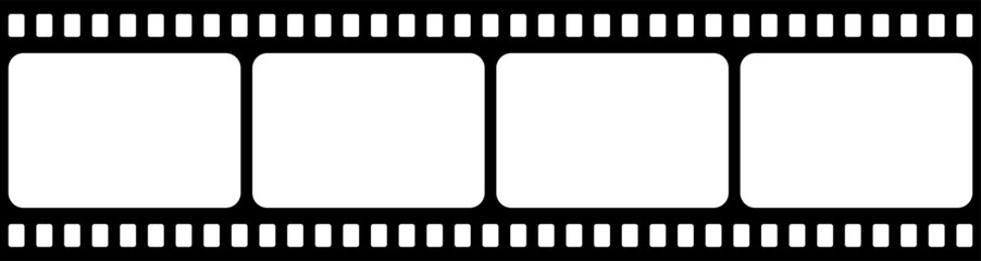 Film strip isolated vector icon. Retro picture with film strip icon. Film strip roll. Video tape photo film strip frame vector on transparent	