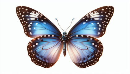 Fototapeta premium butterfly Realistic side, front and top view, isolated on white background illustration