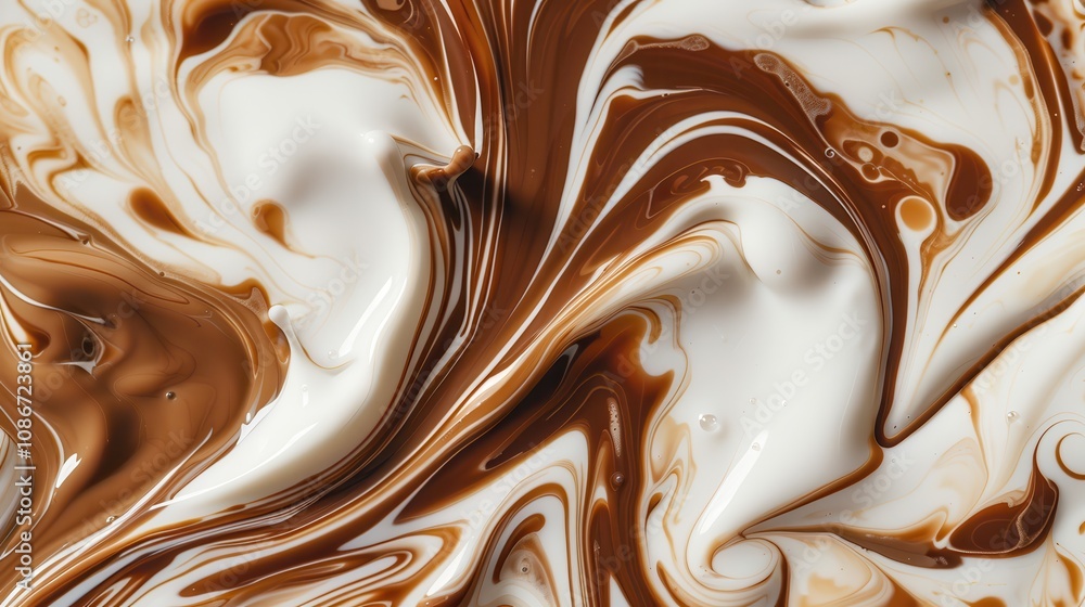 Aufkleber swirling blends of creamy milk and rich chocolate create an artistic abstract background full of dyn