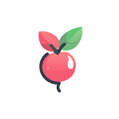 Simple illustration radish motion graphic flat-design vector animation style, isolated in white background, 2D flat icon