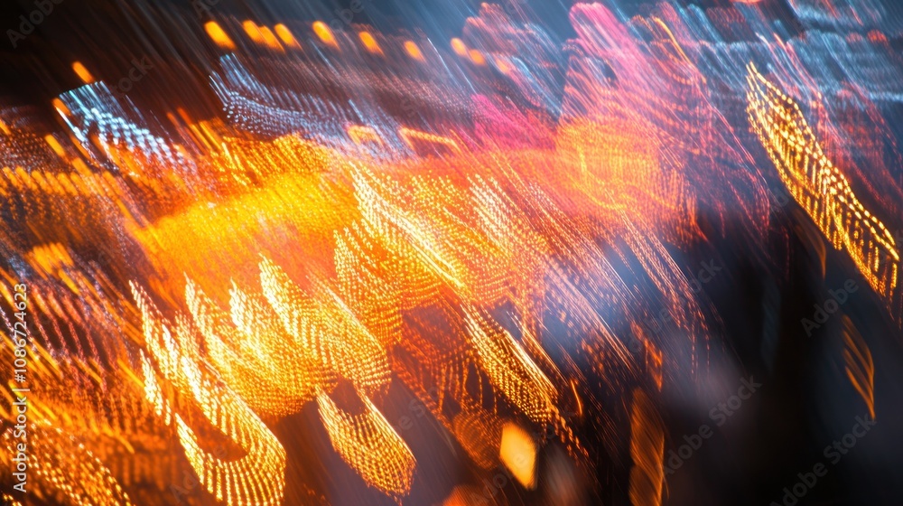 Aufkleber A vibrant, blurred scene of colorful lights creating an abstract, dynamic effect.