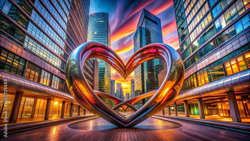 Poster abstract love: an architectural symphony of emotion and form captured through bold lines, soft curve