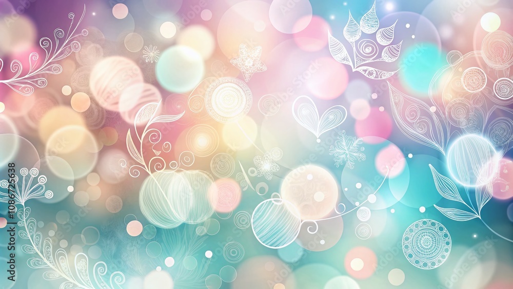 Poster abstract pastel background with hand-drawn doodles and shapes for modern trendy card designs featuri