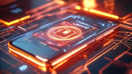 Futuristic Secure Lock Graphic with Glowing Effects