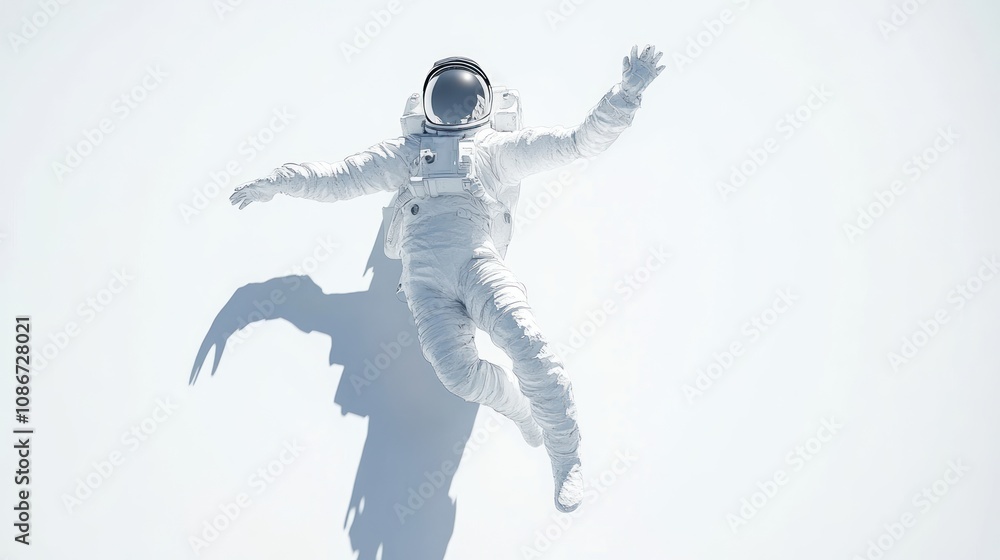 Poster An astronaut floats in a featureless white space, evoking themes of exploration and isolation.