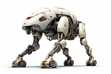 Fototapeta premium Pet type form robot mecha white background transportation.