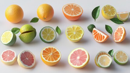 Obraz premium A vibrant display of assorted citrus fruits showcasing their unique colors and textures.