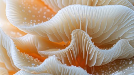 A close up of a white mushroom with a lot of detail