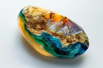 Handmade Epoxy Resin Pendant Isolated, Bijouterie Imitation on White Background