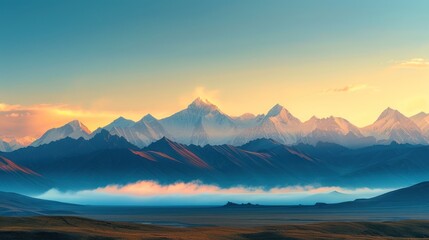 Majestic Mountain Range at Sunset