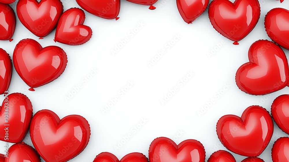 Aufkleber bunch of red balloons in a heart shape. the balloons are arranged in a circle and are all facing the