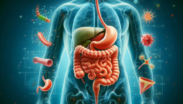 digestive system human body organ illustration (Health care and medical concept