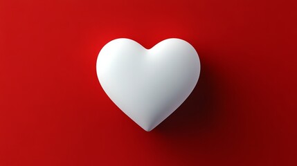 White heart is on a red background. The heart is the main focus of the image. The red background adds a sense of warmth and passion to the scene