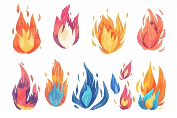 Fire icon, flame bonfire sign, campfire symbol, burn graphic element, fire emblem, grill pictogram