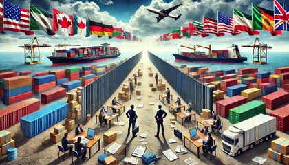 Obraz premium Global Trade International Shipping Logistics Import Export Business Deal Container Cargo Freight