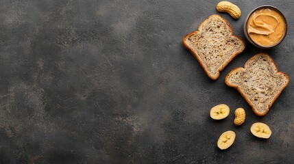 Banana and peanut butter toast, fresh and energizing snack