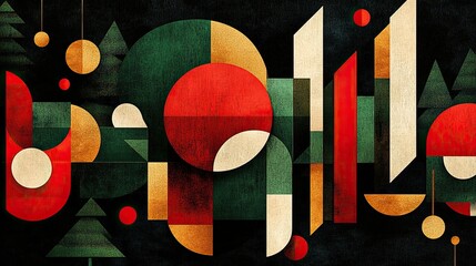 This vibrant Christmas party invitation features bright colors, geometric shapes, and festive elements perfect for celebrating the holiday season.