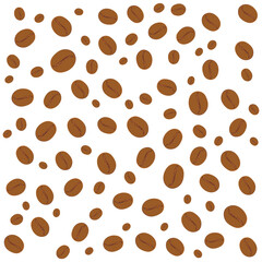 Decorative rectangular background from coffee beans. Vector food, plant illustration, background, template, flyer, layout, poster, banner, paper, branding. Transparent background.